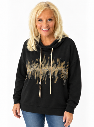 Ah26,21oct Hoodie noir avec du doré et petite pierres