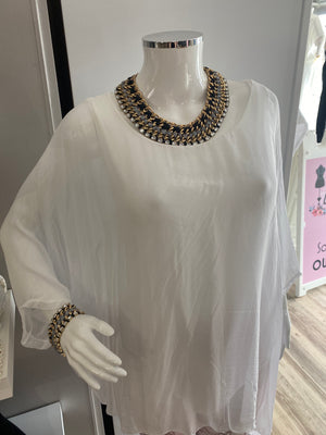 PE25 Collier chaines Doré, argents et noir