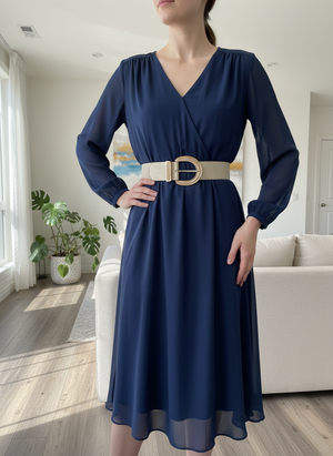 Ceinture élastique beige avec boucle dorée