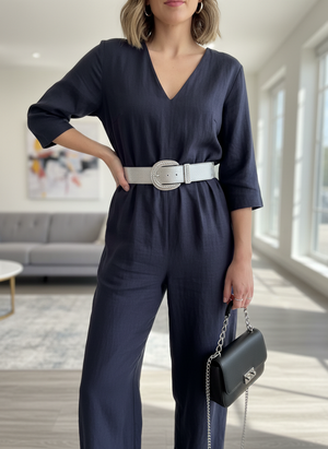 Ceinture élastique argent avec boucle argentée