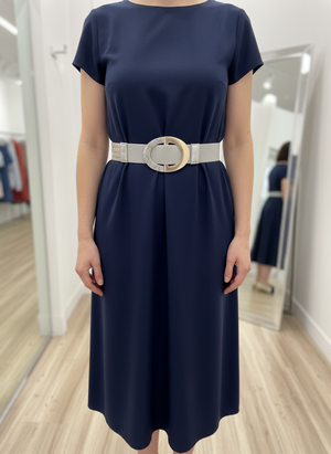 Ceinture élastique argentée avec boucle dorée et argent