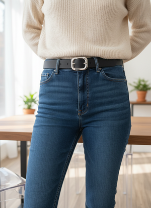 Ceinture noire en cuir vegan