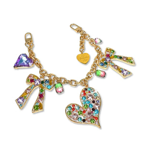 Chaine charming dorée avec coeurs, boucles  avec cristaux  JPKC101.GOMI