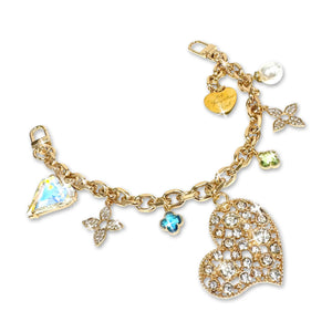 Chaine charming dorée avec coeurs et cristaux  JPKC101.GOCK