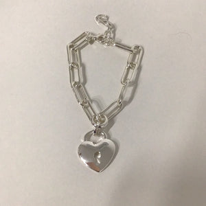 MERX 4895b  Bracelet argent avec coeur cadenas
