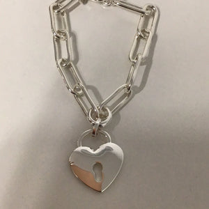 MERX 4895b  Bracelet argent avec coeur cadenas