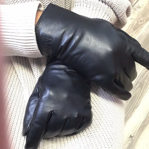 Gants en cuir véritable Michael Kors noir A21-#538711